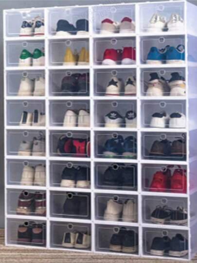 Caja transparente para zapatos, gabinete de almacenamiento de zapatos, organizador de zapatos ahorrador de espacio, caja de almacenamiento de zapatos plegable