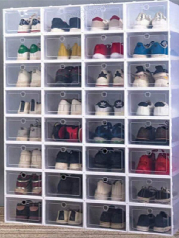 Caja transparente para zapatos, gabinete de almacenamiento de zapatos, organizador de zapatos ahorrador de espacio, caja de almacenamiento de zapatos plegable - Imagen 2