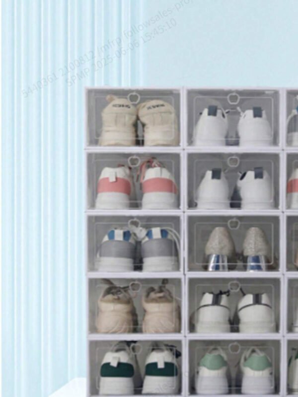 Caja transparente para zapatos, gabinete de almacenamiento de zapatos, organizador de zapatos ahorrador de espacio, caja de almacenamiento de zapatos plegable - Imagen 3