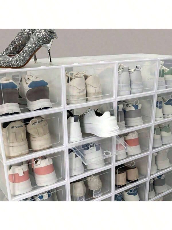 Caja transparente para zapatos, gabinete de almacenamiento de zapatos, organizador de zapatos ahorrador de espacio, caja de almacenamiento de zapatos plegable - Imagen 4