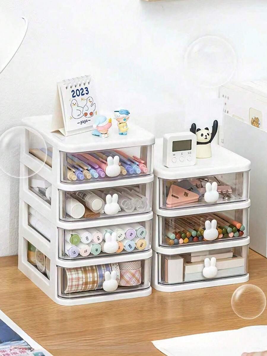 1 pieza Caja de almacenamiento de varios cajones, joyero, caja de accesorios, caja expositora de joyas, caja de almacenamiento con estilo de cajón para escritorio, apilable, a prueba de polvo, antioxidante, joyero multifuncional, desmontable, de gran capacidad, caja de almacenamiento de cosméticos, caja de almacenamiento de escritorio de oficina, caja de almacenamiento de cosméticos con cajón, vuelta al colegio - Imagen 4