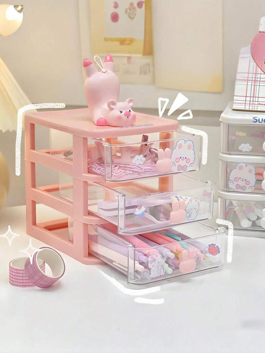 1 pieza Caja de almacenamiento de varios cajones, joyero, caja de accesorios, caja expositora de joyas, caja de almacenamiento con estilo de cajón para escritorio, apilable, a prueba de polvo, antioxidante, joyero multifuncional, desmontable, de gran capacidad, caja de almacenamiento de cosméticos, caja de almacenamiento de escritorio de oficina, caja de almacenamiento de cosméticos con cajón, vuelta al colegio - Imagen 11