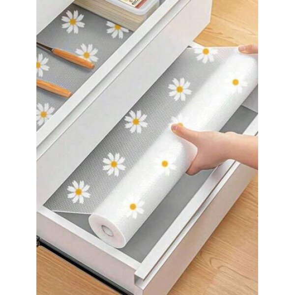 SHEIN 1 rollo de alfombrillas transparentes impermeables, revestimientos antideslizantes para gabinetes de cocina, estantes, escritorios, revestimientos para estantes de gabinetes de cocina, forros de refrigerador, revestimiento impermeable para armarios de cocina, alfombrillas de plástico para cajones, material de EVA, forros de refrigerador sin adhesivo para estantes