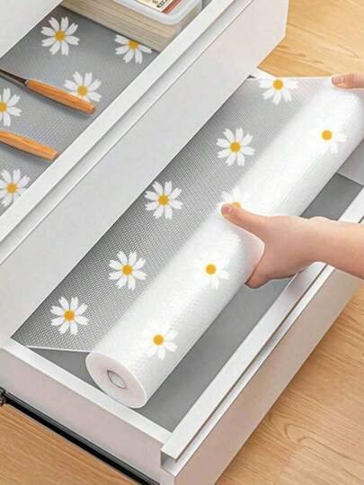 SHEIN 1 rollo de alfombrillas transparentes impermeables, revestimientos antideslizantes para gabinetes de cocina, estantes, escritorios, revestimientos para estantes de gabinetes de cocina, forros de refrigerador, revestimiento impermeable para armarios de cocina, alfombrillas de plástico para cajones, material de EVA, forros de refrigerador sin adhesivo para estantes