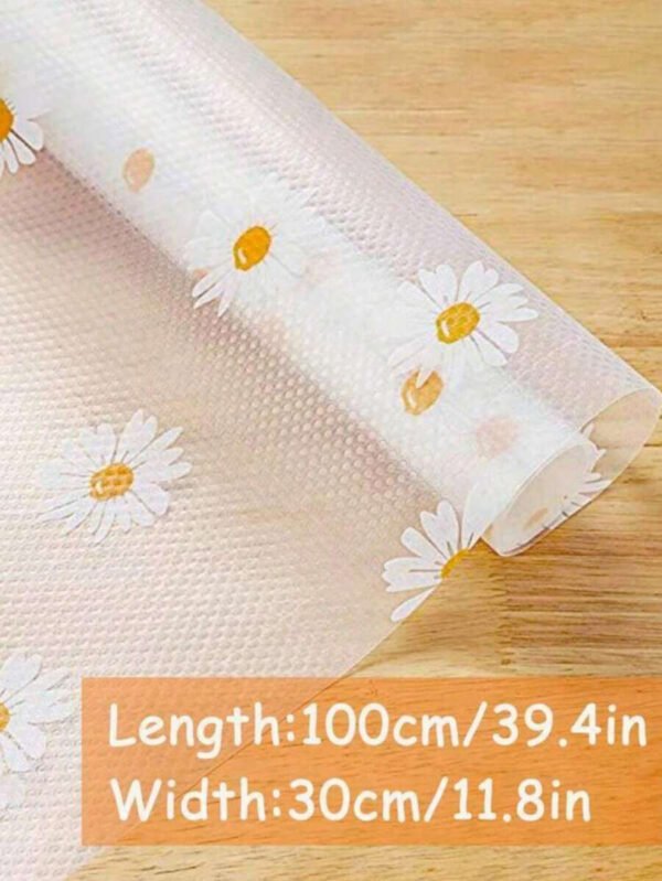 SHEIN 1 rollo de alfombrillas transparentes impermeables, revestimientos antideslizantes para gabinetes de cocina, estantes, escritorios, revestimientos para estantes de gabinetes de cocina, forros de refrigerador, revestimiento impermeable para armarios de cocina, alfombrillas de plástico para cajones, material de EVA, forros de refrigerador sin adhesivo para estantes - Imagen 3