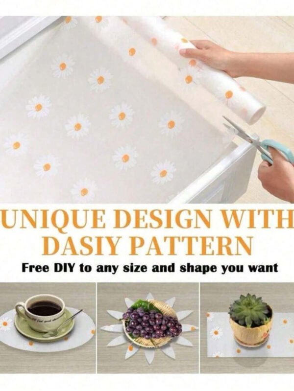 SHEIN 1 rollo de alfombrillas transparentes impermeables, revestimientos antideslizantes para gabinetes de cocina, estantes, escritorios, revestimientos para estantes de gabinetes de cocina, forros de refrigerador, revestimiento impermeable para armarios de cocina, alfombrillas de plástico para cajones, material de EVA, forros de refrigerador sin adhesivo para estantes - Imagen 7