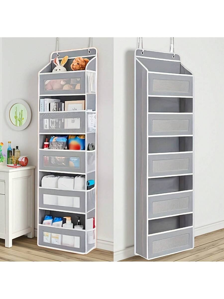 Caja de almacenamiento de 5 niveles para puerta, con 5 bolsillos de gran capacidad, antivuelco y capacidad de carga de 20 kg, ideal para dormitorio, baño, despensa y habitación infantil. - Imagen 3