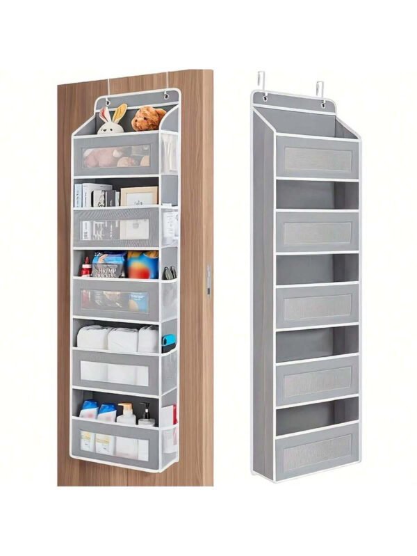Caja de almacenamiento de 5 niveles para puerta, con 5 bolsillos de gran capacidad, antivuelco y capacidad de carga de 20 kg, ideal para dormitorio, baño, despensa y habitación infantil. - Imagen 5