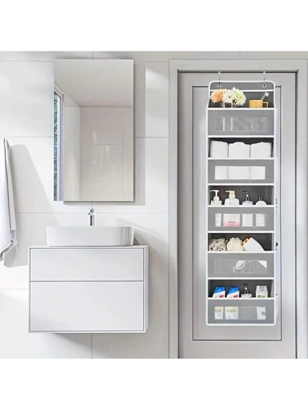 Caja de almacenamiento de 5 niveles para puerta, con 5 bolsillos de gran capacidad, antivuelco y capacidad de carga de 20 kg, ideal para dormitorio, baño, despensa y habitación infantil. - Imagen 7