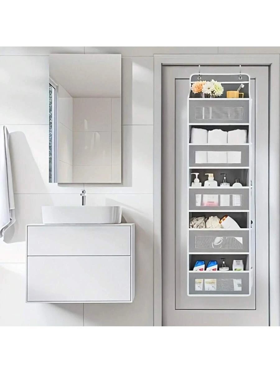 Caja de almacenamiento de 5 niveles para puerta, con 5 bolsillos de gran capacidad, antivuelco y capacidad de carga de 20 kg, ideal para dormitorio, baño, despensa y habitación infantil. - Imagen 7