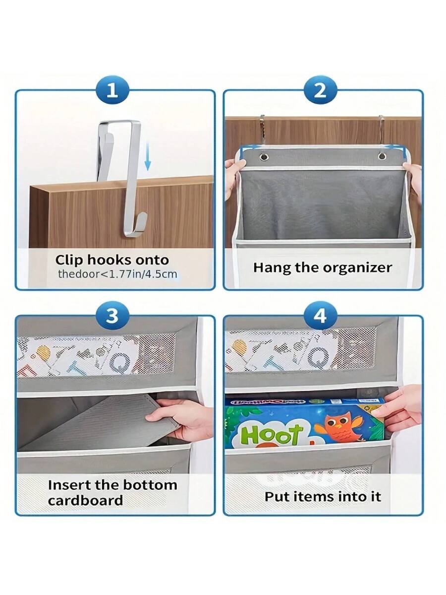 Caja de almacenamiento de 5 niveles para puerta, con 5 bolsillos de gran capacidad, antivuelco y capacidad de carga de 20 kg, ideal para dormitorio, baño, despensa y habitación infantil. - Imagen 8