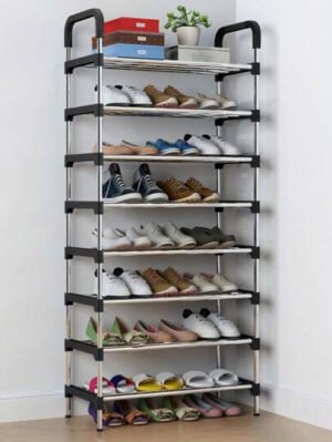 SHEIN X Milania 1 pieza, Estantería de zapatos de 7/8 niveles ajustable de acero inoxidable, sencilla para el hogar, ahorra espacio, adecuada para sala de estar, dormitorio, entrada, oficina, hogar, almacenamiento de múltiples capas