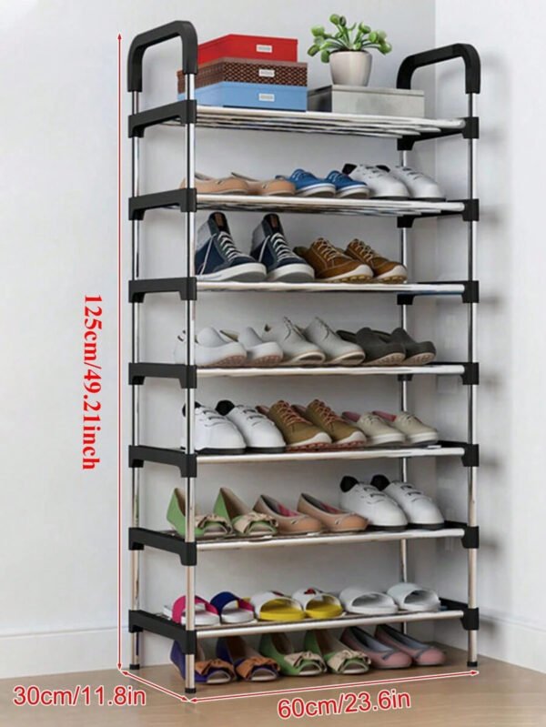 SHEIN X Milania 1 pieza, Estantería de zapatos de 7/8 niveles ajustable de acero inoxidable, sencilla para el hogar, ahorra espacio, adecuada para sala de estar, dormitorio, entrada, oficina, hogar, almacenamiento de múltiples capas - Imagen 7