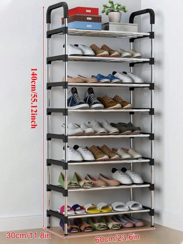 SHEIN X Milania 1 pieza, Estantería de zapatos de 7/8 niveles ajustable de acero inoxidable, sencilla para el hogar, ahorra espacio, adecuada para sala de estar, dormitorio, entrada, oficina, hogar, almacenamiento de múltiples capas - Imagen 8