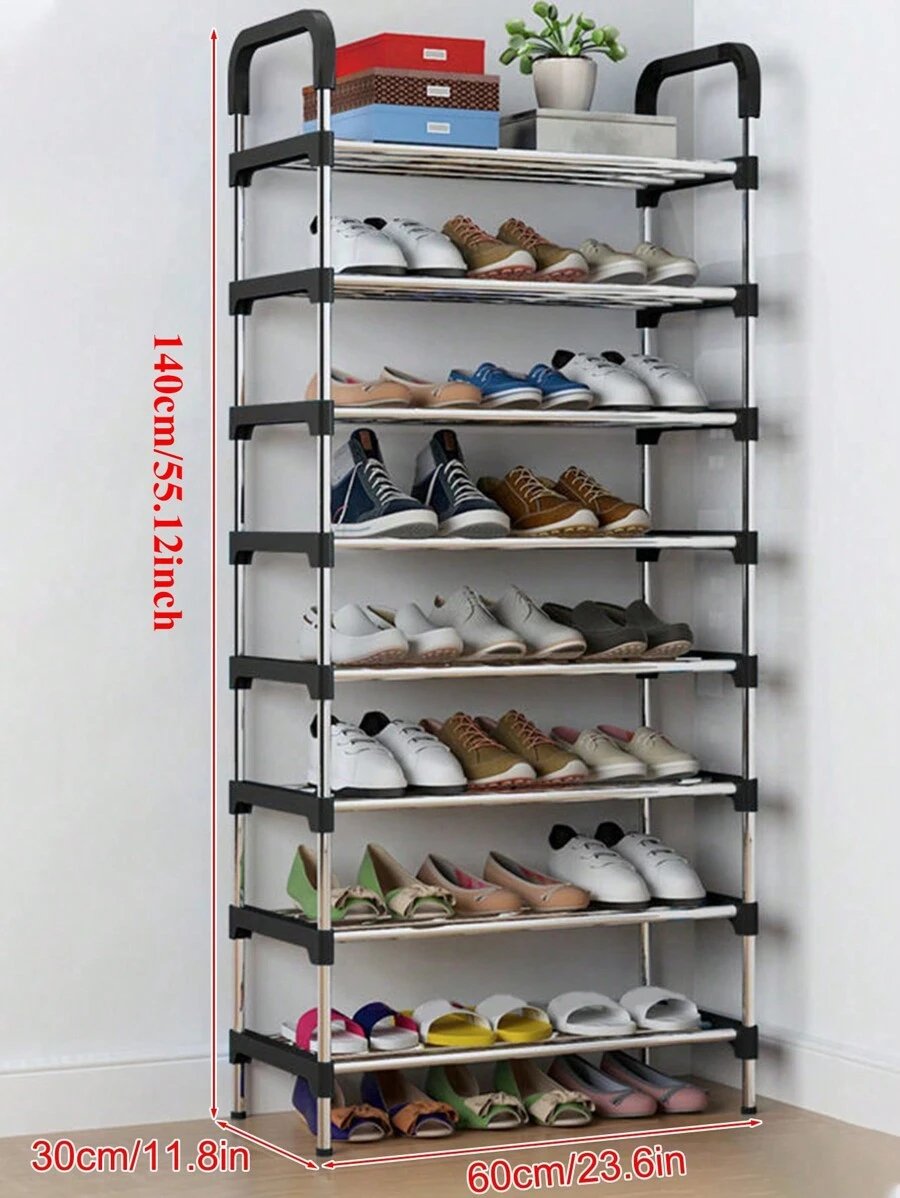 SHEIN X Milania 1 pieza, Estantería de zapatos de 7/8 niveles ajustable de acero inoxidable, sencilla para el hogar, ahorra espacio, adecuada para sala de estar, dormitorio, entrada, oficina, hogar, almacenamiento de múltiples capas - Imagen 8