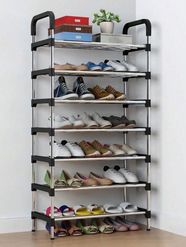 SHEIN X Milania 1 pieza, Estantería de zapatos de 7/8 niveles ajustable de acero inoxidable, sencilla para el hogar, ahorra espacio, adecuada para sala de estar, dormitorio, entrada, oficina, hogar, almacenamiento de múltiples capas - Imagen 10