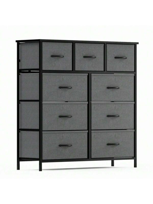 Cómoda de tela con 9 cajones, estructura de acero y tablero de madera para dormitorio, armario y entrada. - Imagen 8
