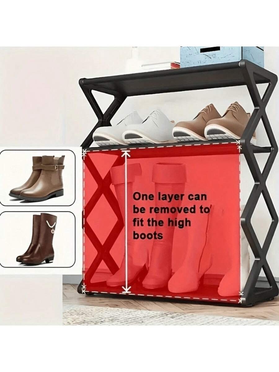 1 PIEZA Estantería plegable de plástico de 4 niveles, organizador de almacenamiento de zapatos reforzado y grueso, estantería de zapatos multinivel ahorradora de espacio, tubo de acero en forma de X resistente y a prueba de polvo, fácil de montar, gabinete de zapatos para entradas, pasillos, dormitorios, dormitorios, apartamentos, armarios, diseño antideslizante, organizador de zapatos compacto para espacios pequeños, ideal para mujeres, hombres, estudiantes universitarios, familias numerosas, inquilinos, perfecto para regalos de Navidad, decoración del hogar de Año Nuevo - Imagen 8