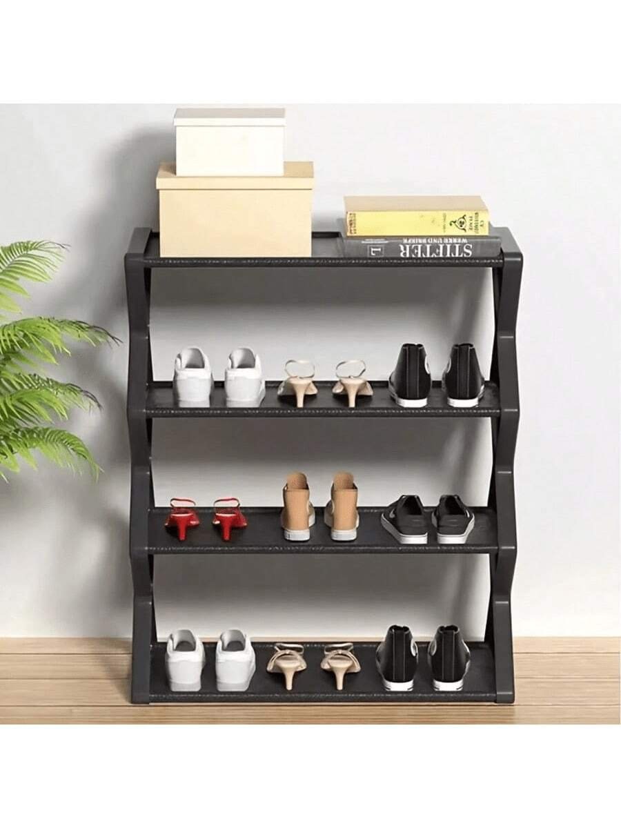 1 PIEZA Estantería plegable de plástico de 4 niveles, organizador de almacenamiento de zapatos reforzado y grueso, estantería de zapatos multinivel ahorradora de espacio, tubo de acero en forma de X resistente y a prueba de polvo, fácil de montar, gabinete de zapatos para entradas, pasillos, dormitorios, dormitorios, apartamentos, armarios, diseño antideslizante, organizador de zapatos compacto para espacios pequeños, ideal para mujeres, hombres, estudiantes universitarios, familias numerosas, inquilinos, perfecto para regalos de Navidad, decoración del hogar de Año Nuevo - Imagen 11