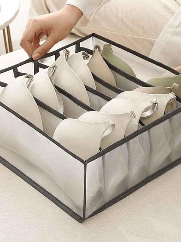 Set de 3 piezas / 1 pieza Caja de almacenamiento de ropa interior con ribete de contraste, "de uso versátil" Set organizador de 3 piezas de ropa interior y calcetines - Divisores de cajón de plástico para un almacenamiento eficiente en el armario, divisor de ropa grande para armario, caja de almacenamiento de 7 gabinetes lavable, bolsa de almacenamiento plegable para ropa interior, decoraciones de otoño, decoración festiva, decoración de habitación, decoración del hogar, necesidad de verano para mujeres, organizador de almacenamiento, regalo de viaje - Imagen 8