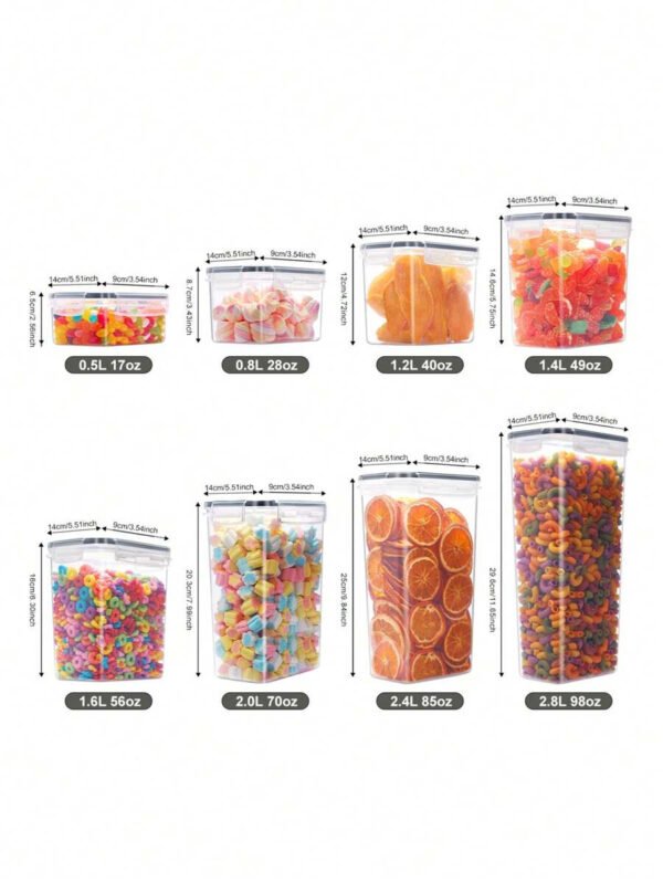 48 piezas de Envases herméticos para almacenamiento de alimentos con tapas - Fiambreras ideales para organizar y almacenar granos, arroz, pasta, té, frutos secos y granos de café en la despensa de la cocina - Se pueden lavar en lavavajillas, incluidas etiquetas y marcadores - Imagen 4