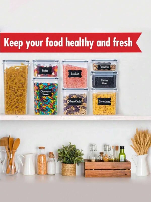48 piezas de Envases herméticos para almacenamiento de alimentos con tapas - Fiambreras ideales para organizar y almacenar granos, arroz, pasta, té, frutos secos y granos de café en la despensa de la cocina - Se pueden lavar en lavavajillas, incluidas etiquetas y marcadores - Imagen 5