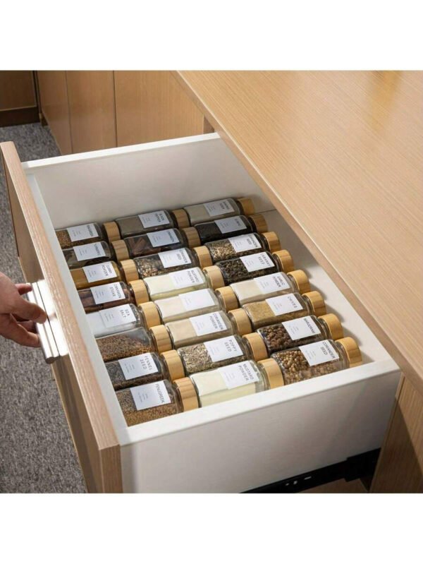 12 cajas compactas de almacenamiento de especias de bambú, adecuadas para encimeras y cajones de cocina, llenas de especias. - Imagen 7