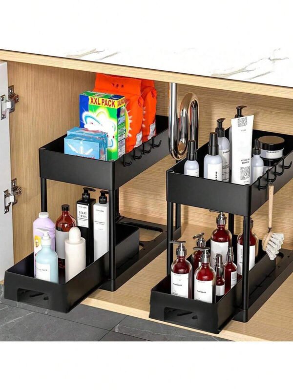 Organizador De Almacenamiento Multifuncional Debajo Del Lavabo, Estante De Gabinete Extraíble, Estante Para Baño De 2 Niveles - Imagen 2