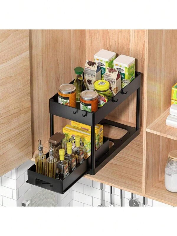 Organizador De Almacenamiento Multifuncional Debajo Del Lavabo, Estante De Gabinete Extraíble, Estante Para Baño De 2 Niveles - Imagen 7