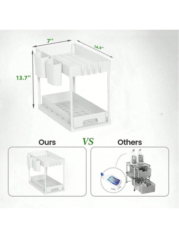 Organizador De Almacenamiento Multifuncional Debajo Del Lavabo, Estante De Gabinete Extraíble, Estante Para Baño De 2 Niveles - Imagen 12