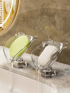 1 pieza Bandeja para jabón, soporte de lujo para jabón sin necesidad de perforación para el baño, accesorios y organizador de baño, de vuelta al colegio