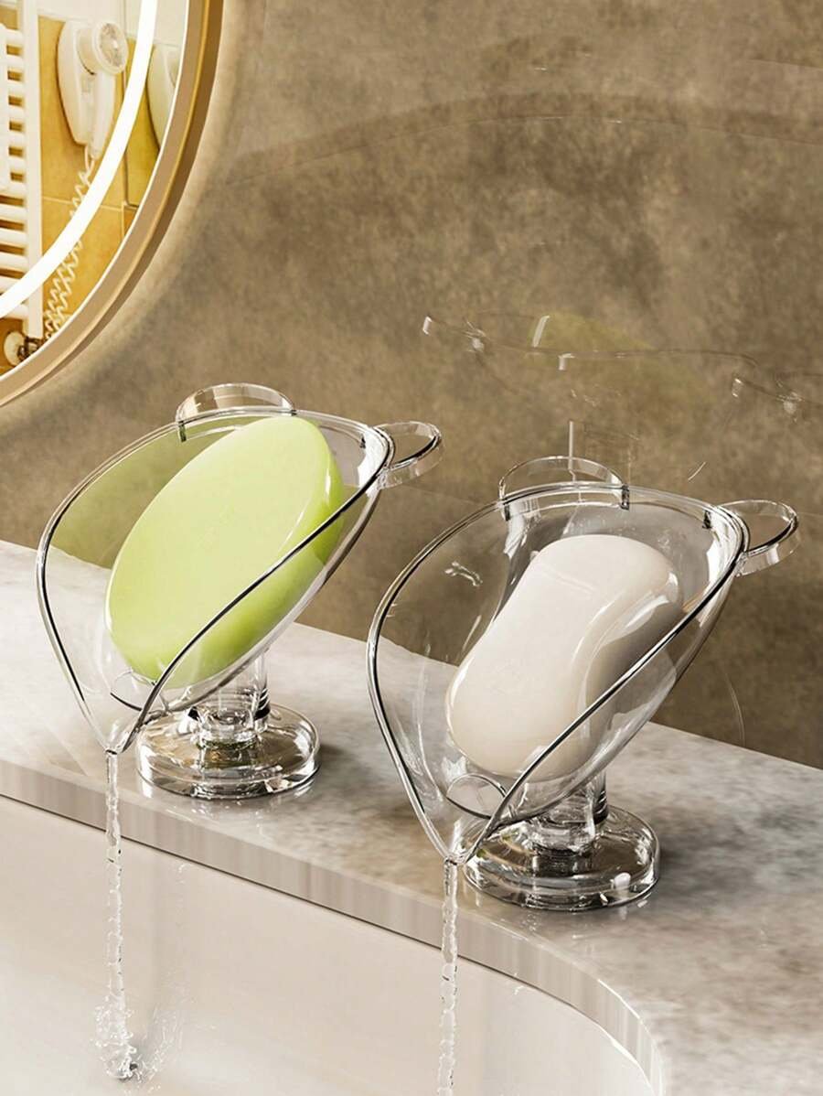 1 pieza Bandeja para jabón, soporte de lujo para jabón sin necesidad de perforación para el baño, accesorios y organizador de baño, de vuelta al colegio - Imagen 2