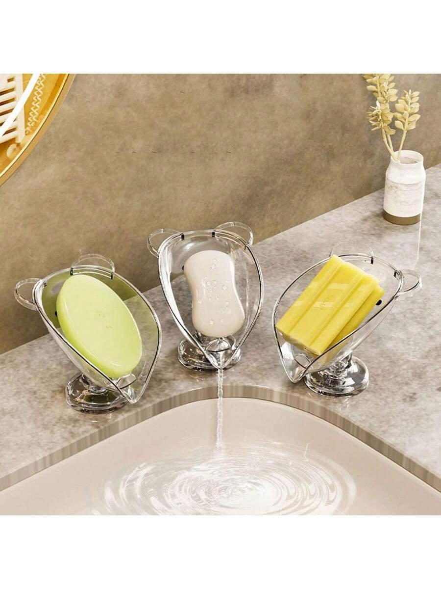 1 pieza Bandeja para jabón, soporte de lujo para jabón sin necesidad de perforación para el baño, accesorios y organizador de baño, de vuelta al colegio - Imagen 4