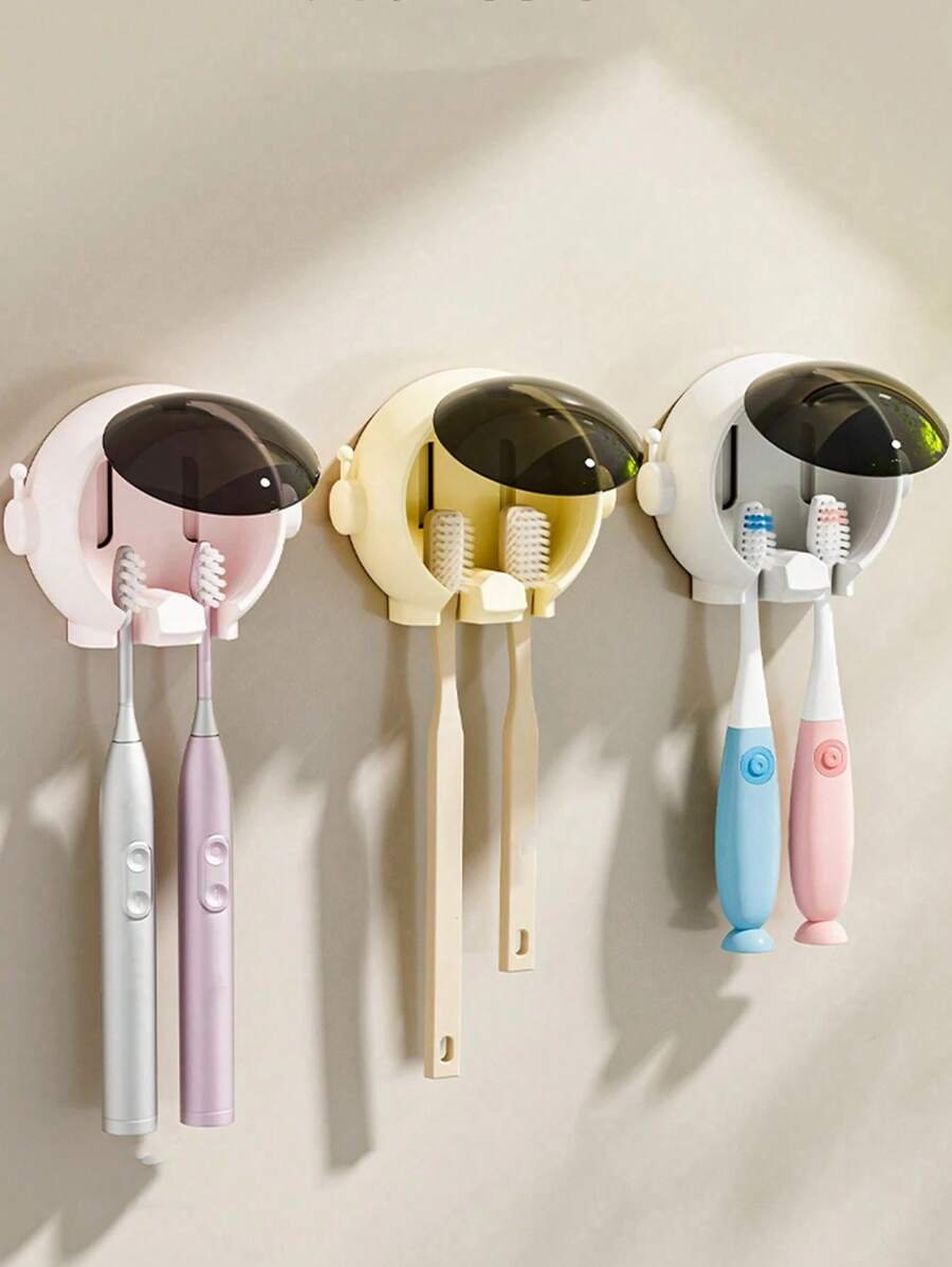 1 pieza Soporte de cepillo de dientes de dibujos animados montado en la pared, soporte de cepillo de dientes eléctrico para baño sin perforación - Imagen 8