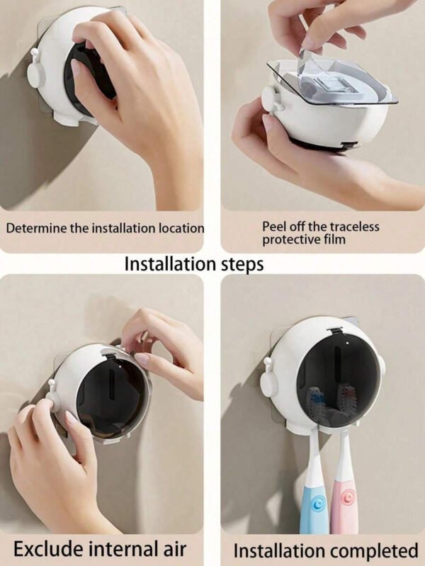 1 pieza Soporte de cepillo de dientes de dibujos animados montado en la pared, soporte de cepillo de dientes eléctrico para baño sin perforación - Imagen 10