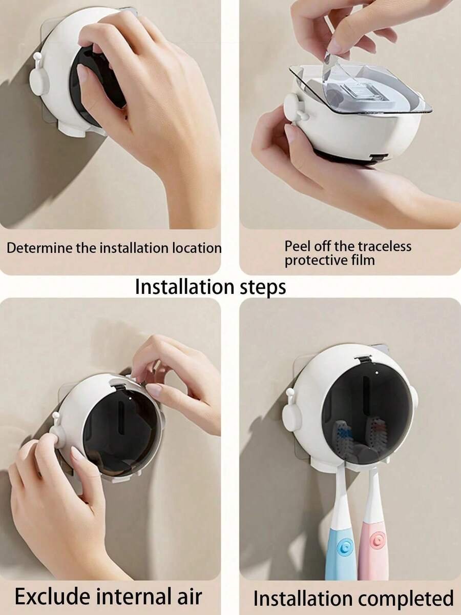 1 pieza Soporte de cepillo de dientes de dibujos animados montado en la pared, soporte de cepillo de dientes eléctrico para baño sin perforación - Imagen 10