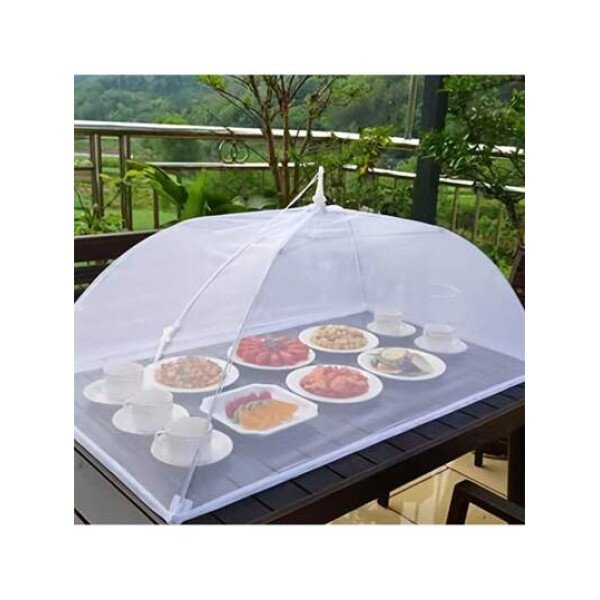 Carpa grande de malla blanca para cubrir alimentos, plegable y lavable, ideal para picnics al aire libre, barbacoas y fiestas. Protege de los insectos con su diseño de malla transparente. Refugio portátil para alimentos con red mosquitera grande. Decoración de cumpleaños, manta de picnic, decoración del hogar