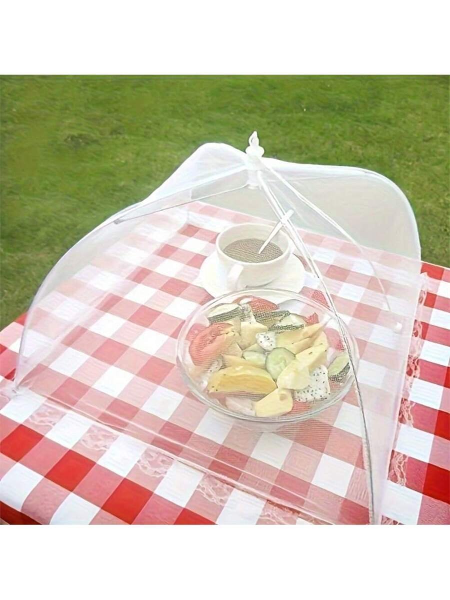 Carpa grande de malla blanca para cubrir alimentos, plegable y lavable, ideal para picnics al aire libre, barbacoas y fiestas. Protege de los insectos con su diseño de malla transparente. Refugio portátil para alimentos con red mosquitera grande. Decoración de cumpleaños, manta de picnic, decoración del hogar - Imagen 7