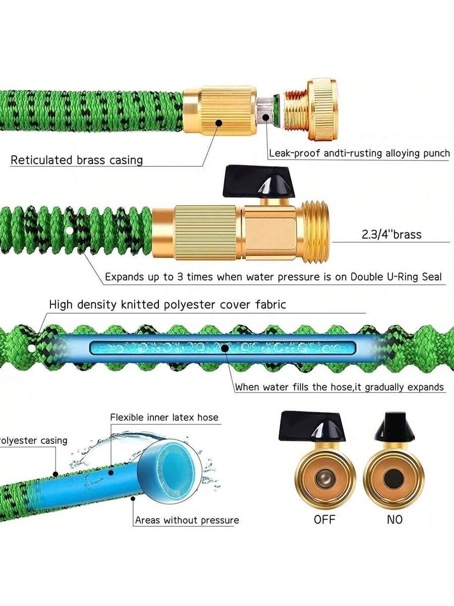 Manguera de agua para jardín flexible, expandible y resistente, de lujo, de 50 a 100 pies - Imagen 7