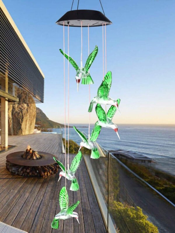 1 pieza Móvil solar con luces cambiantes de color para colgar Móvil de luz solar con campanas de viento impermeables con LED para jardín, balcón, patio, césped, regalo de Halloween, Navidad, Acción de Gracias - Imagen 8