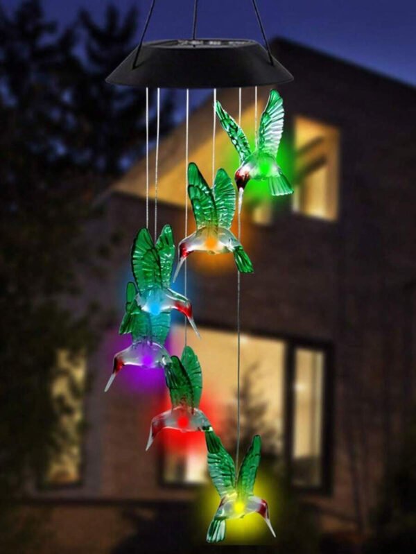 1 pieza Móvil solar con luces cambiantes de color para colgar Móvil de luz solar con campanas de viento impermeables con LED para jardín, balcón, patio, césped, regalo de Halloween, Navidad, Acción de Gracias - Imagen 10