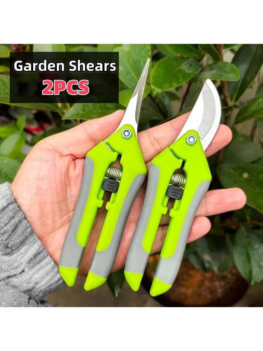 2 tijeras de podar para jardín, ideales para podar, cuidar y recortar ramas y flores. Tijeras de podar para jardinería, pinzas para plantas, bonsáis y recolección de frutas. - Imagen 2
