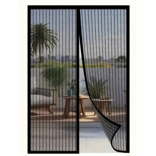 Puerta mosquitera magnética: adecuada para 81,28 cm x 203,20 cm, autosellante, resistente, partición de malla manos libres, cierre magnético