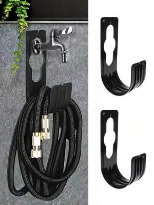 1 pieza Soporte de pared para manguera de jardín, soporte de plástico para tubería de agua montado en la pared, suministros para el hogar