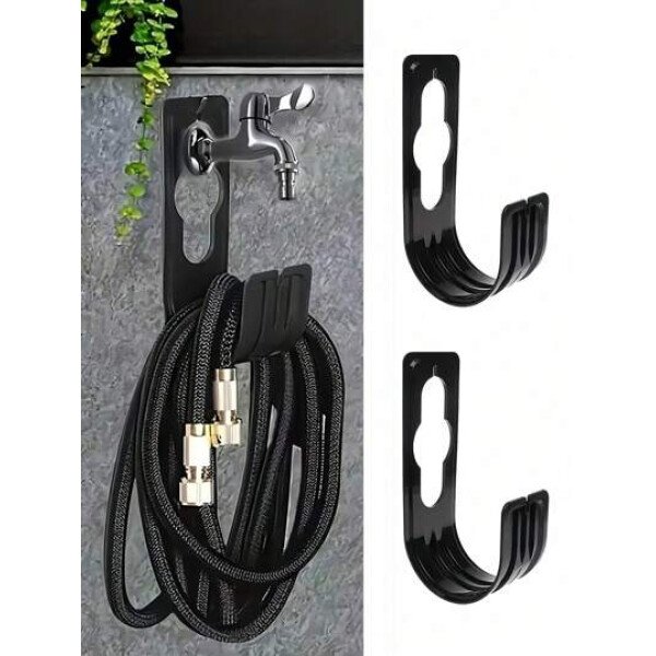 1 pieza Soporte de pared para manguera de jardín, soporte de plástico para tubería de agua montado en la pared, suministros para el hogar