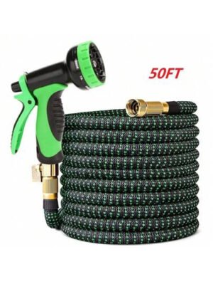 Manguera de jardín retráctil, manguera de jardín expansible flexible de lujo 4X talla grande resistente de 25, 50, 75, 100 pies, manguera ligera sin dobleces ni fugas, negra y verde