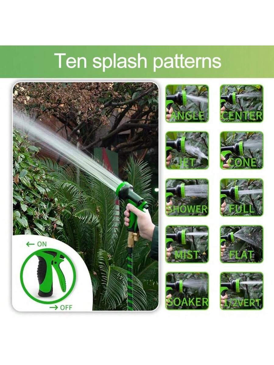 Manguera de jardín retráctil, manguera de jardín expansible flexible de lujo 4X talla grande resistente de 25, 50, 75, 100 pies, manguera ligera sin dobleces ni fugas, negra y verde - Imagen 17