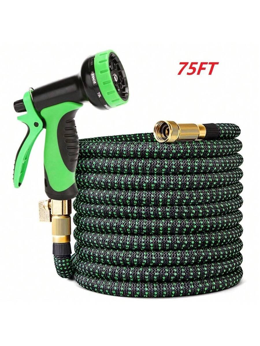 Manguera de jardín retráctil, manguera de jardín expansible flexible de lujo 4X talla grande resistente de 25, 50, 75, 100 pies, manguera ligera sin dobleces ni fugas, negra y verde - Imagen 22