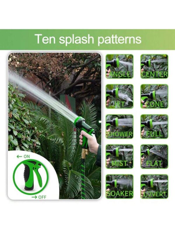Manguera de jardín retráctil, manguera de jardín expansible flexible de lujo 4X talla grande resistente de 25, 50, 75, 100 pies, manguera ligera sin dobleces ni fugas, negra y verde - Imagen 27