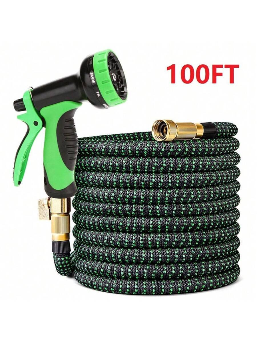 Manguera de jardín retráctil, manguera de jardín expansible flexible de lujo 4X talla grande resistente de 25, 50, 75, 100 pies, manguera ligera sin dobleces ni fugas, negra y verde - Imagen 32